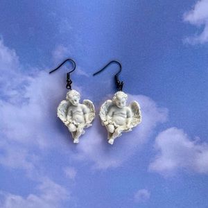 Cherub Angel stone earrings
